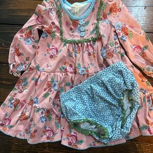 Matilda Jane Pink Floral Dress with Blue Trim 18-24 months